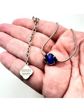Kendra Scott Mara Necklace Gold Tone Cobalt Blue Pendant